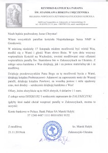 Zaleszczyki - podziekowanie